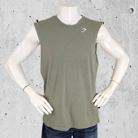 Gymshark Sleeveless T Shirt Size XXL Tee Moss / Military Green - Picture 1 of 4